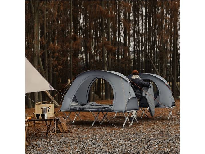SoBuy OGS60-HG tente de survie lit de camping 4 en 1 ensemble de camping avec sac de couchage matelas et accessoires tente 1 personne
