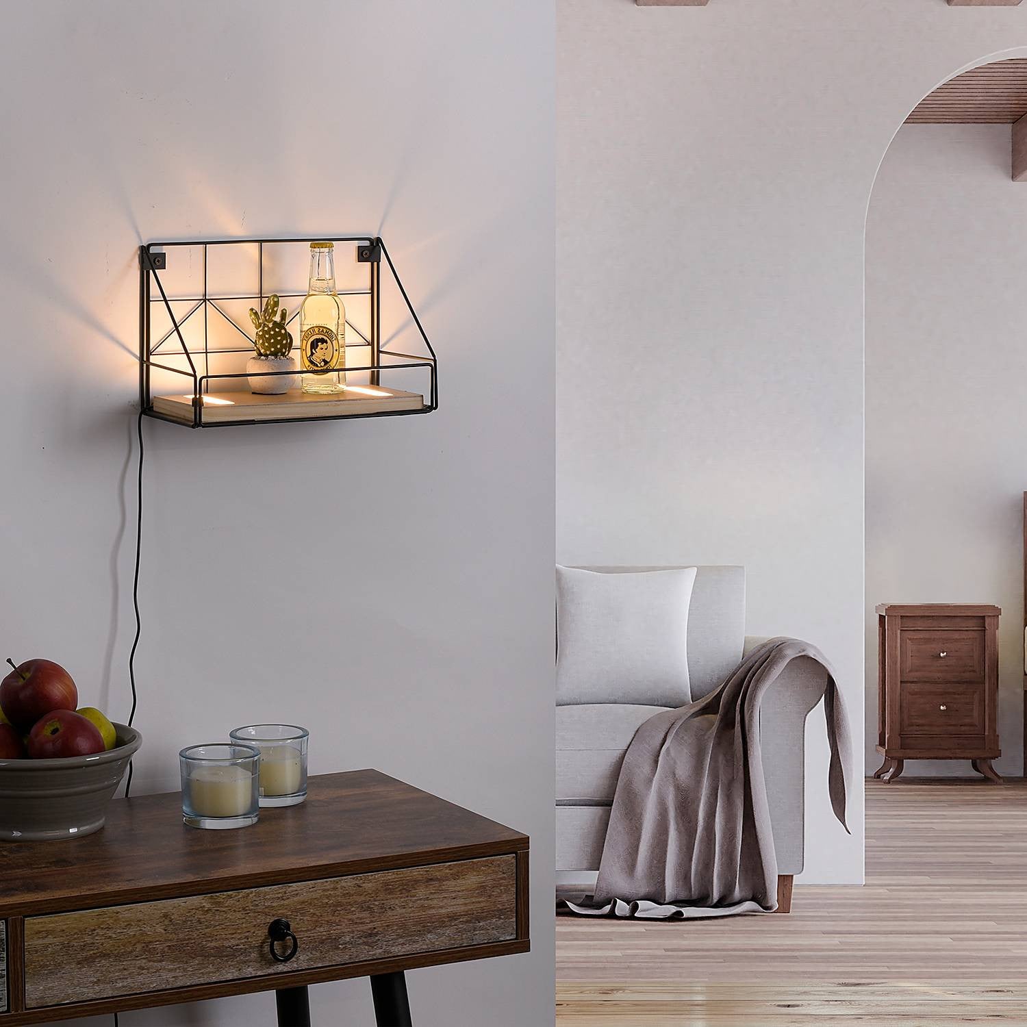 Paul Neuhaus LED wandlamp plank bruin zwart 31 cm