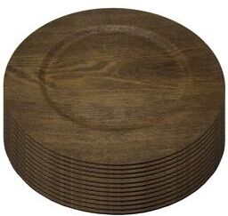 Gibson Home Feri 12 Piece 13 inch Wooden Skin Luxe Chargers