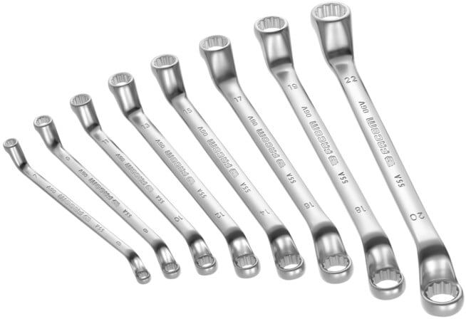 Clé à double tête Facom OGV® Douze têtes à tête coudée Set dans boîte, 12 pcs. (55A.JD12A)