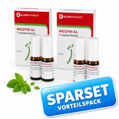 ALIUD Pharma GmbH Nicotin AL 1 mg / Sprühstoß Spray zur Rauchentwöhnung Sparset (2 x 2 Stück) 2X2 St 08029641