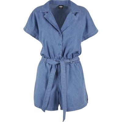 Jumpsuit URBAN CLASSICS "Urban Classics Damen Ladies Light Denim Resort Jumpsuit", Damen, Gr. M, US-Größen, blau (skyblau washed), 100% Baumwolle, unifarben, Overalls Jumpsuit