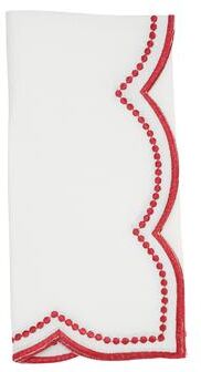 Saro Lifestyle Scalloped Embroidered Cloth Napkins (Set of 4) - Decorative Dinner Napkins for Holiday Entertaining, Elegant Table Settings