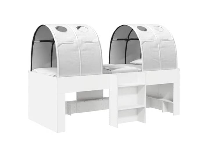 PUGYNBK Tunnelbett, 3 Stück, Weiß, technisches Holz Fester Lattenrost, Seitenteile inklusive, minimalistisches Design, langlebig