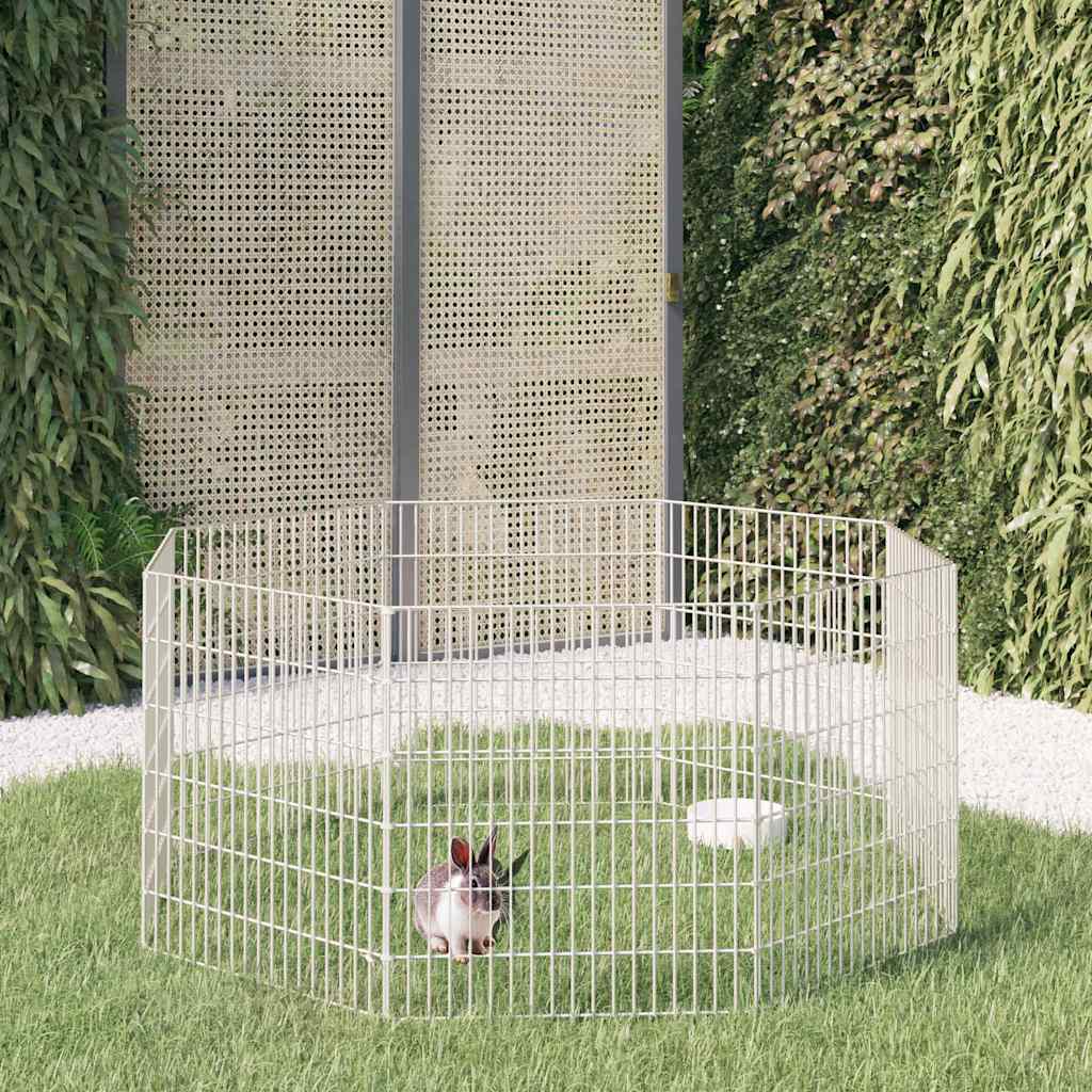 vidaXL Recinto animales corral 8 paneles hierro galvanizado 54x60 cm Plateado
