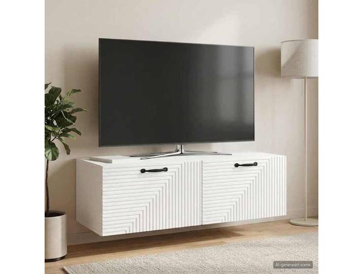 Magnifique Blanc Banc TV - Meuble TV mural Montage mural Blanc brillant 98X41X30 cm &&39019
