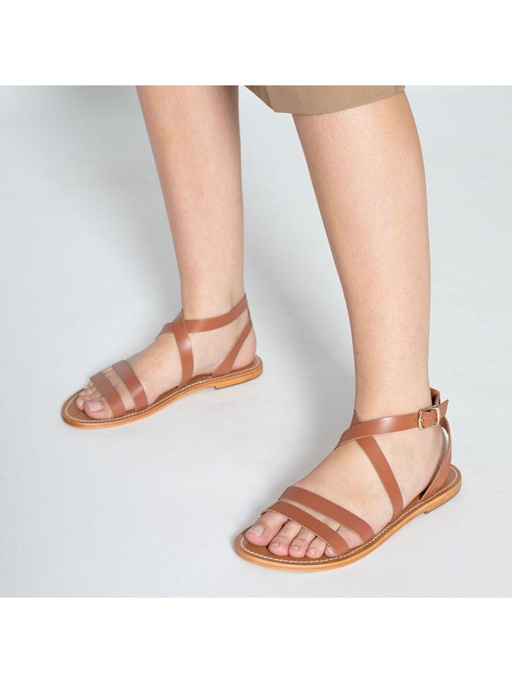 Les BAGATELLES Leder-Sandalen "Malini" in Camel - 39