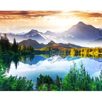 Fototapete PAPERMOON "Mountain Lake", bunt, B:3m L:2,23m, Vlies, Tapeten