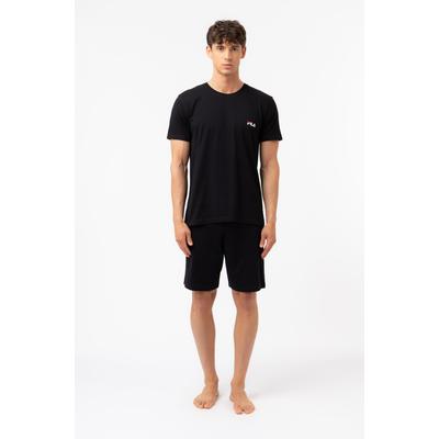 Pyjama FILA "MAN JERSEY PYJAMAS", Herren, Gr. XL, schwarz, Jersey, Obermaterial: 100% Baumwolle, bequem kurz, Rundhals, Homewear-Sets Pyjama, aus Baumwolle in Jersey-Qualität, sportlicher Stil