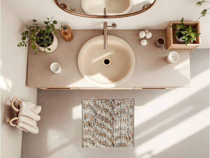 Badematte Zola 60 x 60cm Beige/Sand
