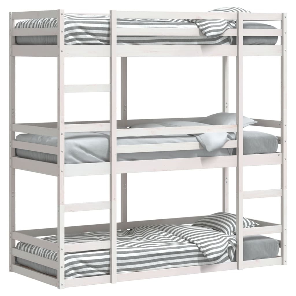 Maison Exclusive - Dreifach-Etagenbett Weiß 90x200 cm Massivholz Kiefer