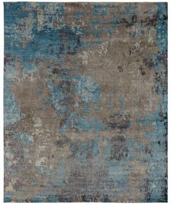 KALATY Modern Multi-Colored Hand-Knotted Viscose Area Rug