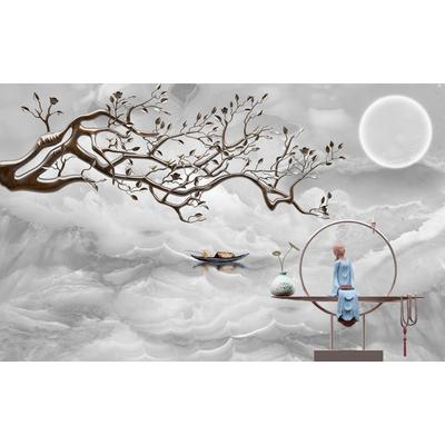 Fototapete PAPERMOON "Wolkenmeer mir Baum", bunt, B:2,5m L:1,86m, Vlies, Tapeten