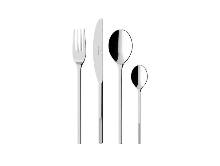 Villeroy & Boch Besteckset Afina, Silber, Metall, 24-teilig, 29x6.5x44 cm, ergonomischer Griff, nachhaltig, Hohlheftmesser, Essen & Trinken, Besteck, Besteck-Sets