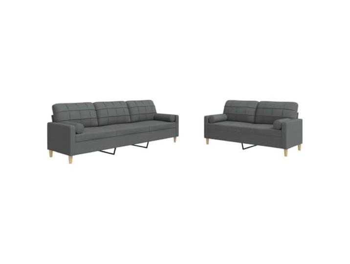 GHVBNMF 2-TLG Sofagarnitur mit Kissen Dunkelgrau Polstersofa Set Moderne Couchgarnitur aus weichem Stoff mit stabiler Metallkonstruktion für Ihr Wohnzimmer und Aufenthaltsbereich.