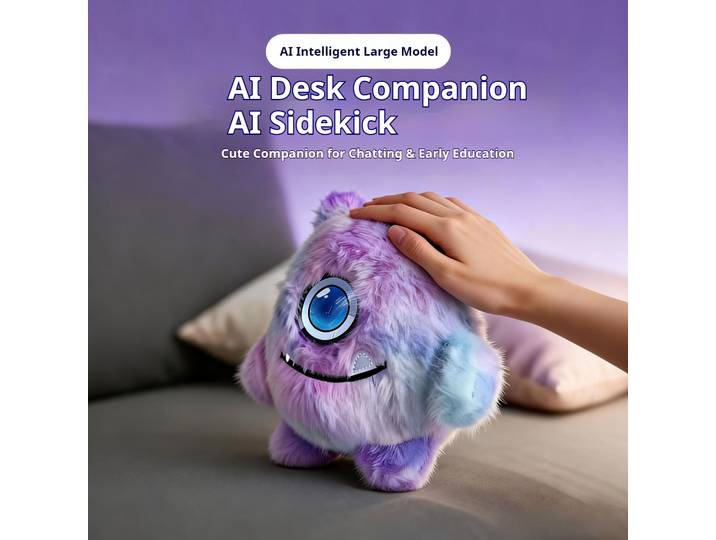 Jouet intelligent à commande vocale AI, comprenant un robot animal électronique avec yeux LED et fonction émotionnelle, servant de compagnon de bureau et de maison, idéal comme cadeau pour adultes.