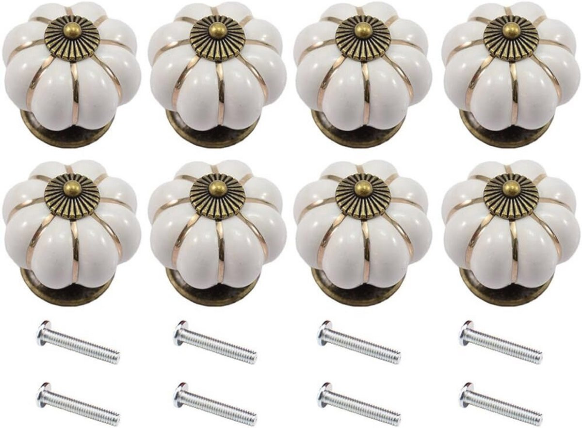 Set van 8 keramische pompoen handvat knoppen voor meubels