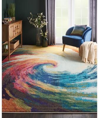 Nourison Celestial Abstract Modern Multicolored Colorful Wave Area Rug