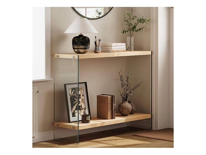 LuxusKollektion Konsolentisch Konsolentisch 100x30x76cm Holz Optik Glasbeine