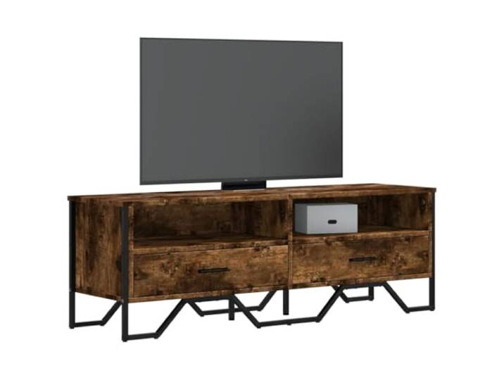 HEFZGDB TV-Schrank Räuchereiche 122x34x41 cm Holzwerkstoff mit Metallgriffen und reichlich Stauraum für Multimedia-Geräte, stabile Oberplatte, pflegeleicht und langlebig, modernes