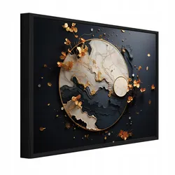 BILDER mit Rahmen Abstrakt Glamour Schwarz Leinwandbild 60x40 cm