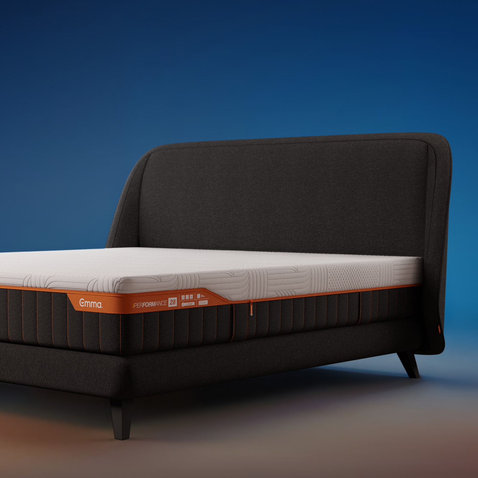 Emma Performance Boxspringbett – 140x200cm – Grau - 28cm