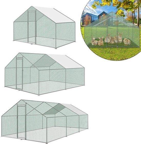 Hühnerstall - Außenhühnerstall - Vogelstall - 3x8x2m - Galvanisiertes Stahlgerüst - UV-Beständiges PE-Sonnensegel