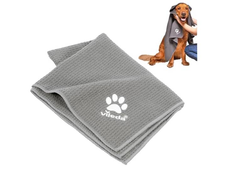 Vileda Pet Pro Mikrofaser-Handtuch XL für große Hunde, 65 x 100 cm, Grau