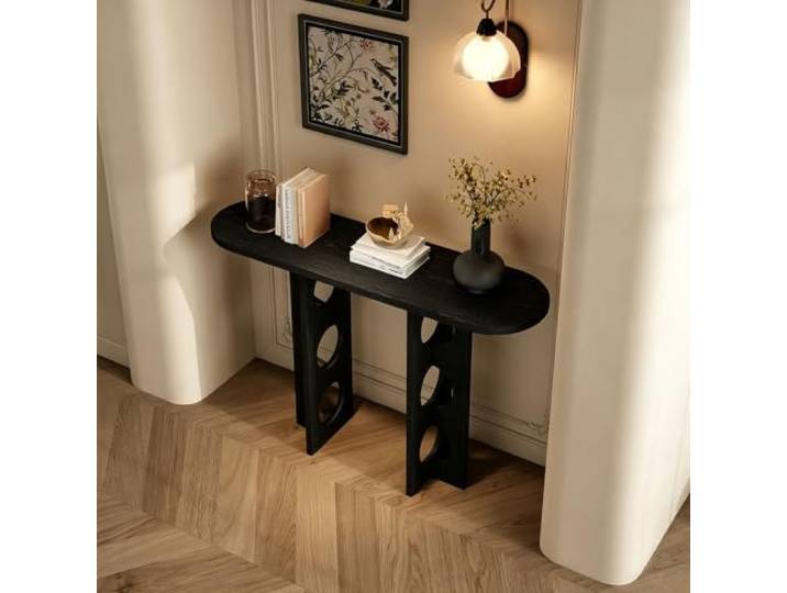 KAFHGEIN Konsolentisch Schmal aus Massivholz mit Einfacher Montage Konsolentisch aus Massivholz mit schmalem Design und einfacher Montage für Flur, Eingangsbereich, Foyer und Wohnzimmer
