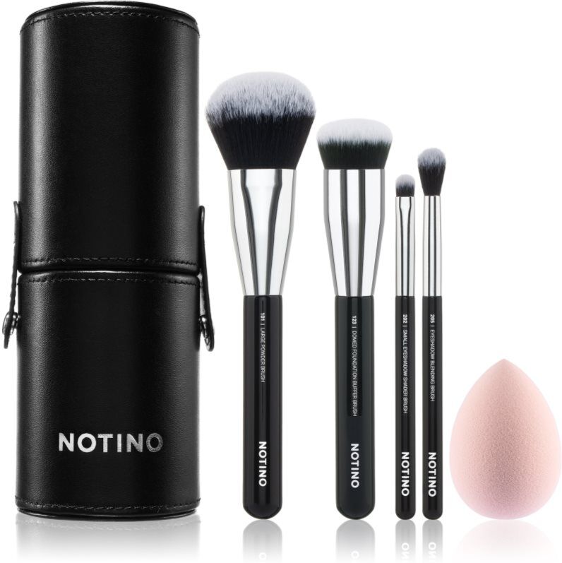 Notino Makeup Brushes Essential Professional Make-Up Brushes & Sponge Set zestaw pędzli z etui 5 szt.