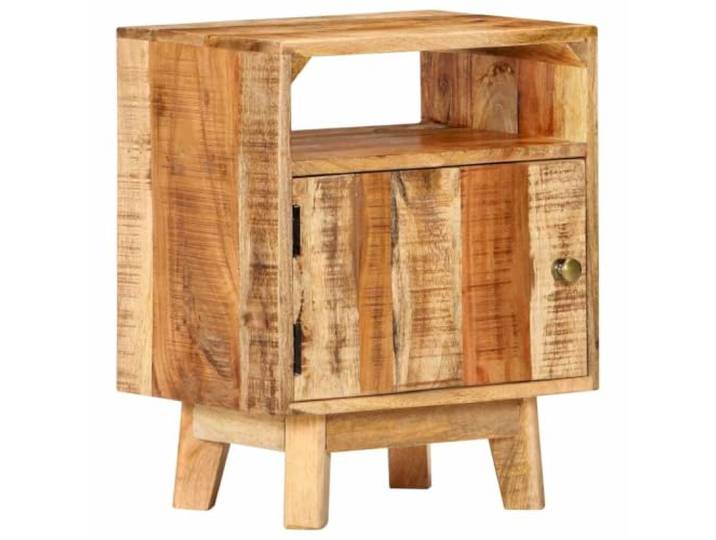 LASWWQMRF Nachttisch Massivholz Mangoholz Beistelltisch 40x30x50 cm Rustikaler Nachtschrank aus Rauholz mit Fach und Ablage für Ihr Schlafzimmer. Fertig montiert geliefert.