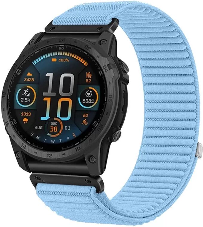 INF Nylon Uhrenarmband kompatibel mit Garmin Fenix 8/Fenix 7X/Epix Pro/Tactix 8 – Leicht und atmungsaktiv Blau 22 mm