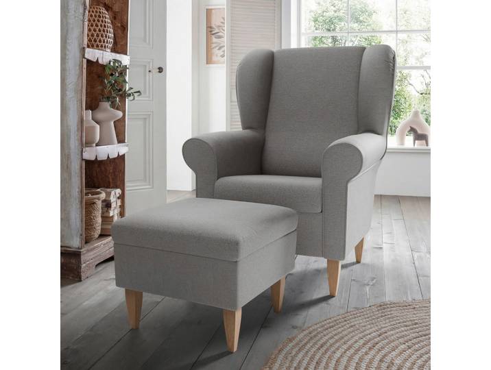 Livetastic Sesselset Asino, Grau, Holz, Buche, Uni, 80x102x86 cm, Stoffauswahl, Wohnzimmer, Sessel, Sonstige Sessel