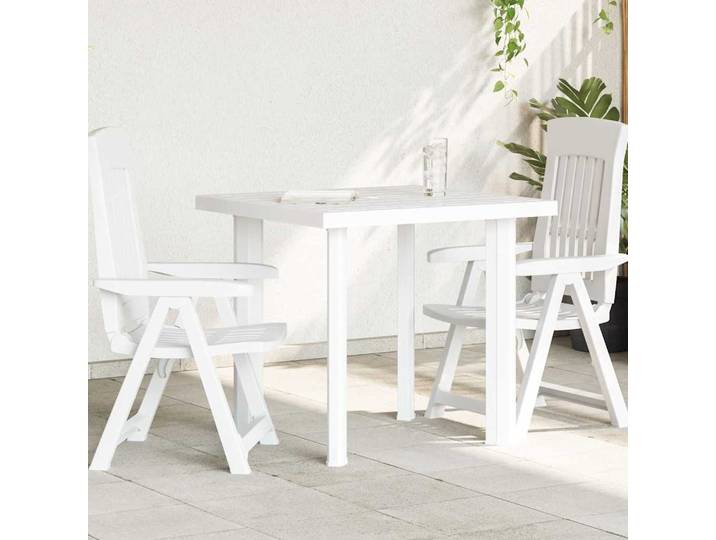 Table de jardin blanche 80x75x72 cm en plastique moderne imperméable pour jardin, terrasse, cour (table uniquement)