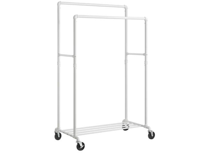Portant à vêtements double structure métallique 110 kg blanc