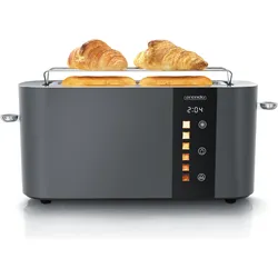 Arendo Toaster Edelstahl 2 Scheiben Langschlitz, Restzeit & Bräunungsgradanzeige, Touch Display, 1000 W, Toaster, Grau
