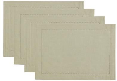 Threadmade Alison Eyelet Punched Border Fabric Placemat, Set of 4