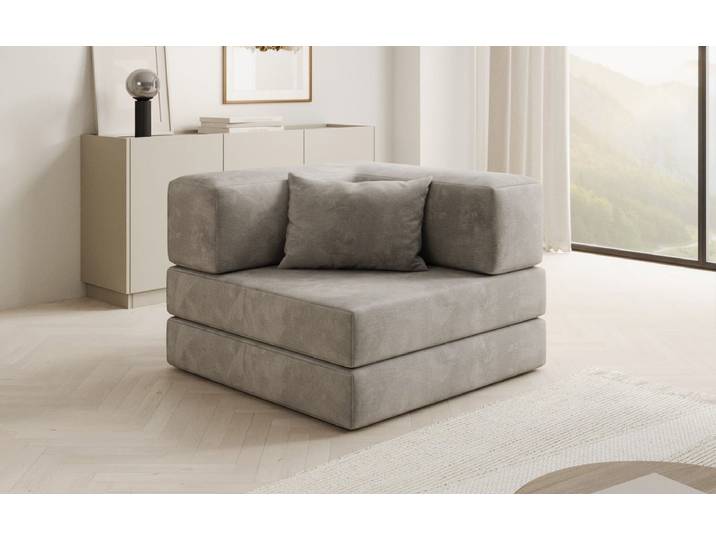 Designer Sofa-Sessel Lazy in Samt - Hellgrau - Samt - Luxusbetten24