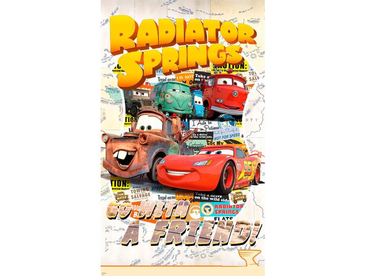 Vliestapete KOMAR Digitaldruck Vlies - Cars Take The Open Road - Grösse 120 x 200 cm , bunt, B:120m L:200m, Vlies, Tapeten, Vliestapete, Kinderzimmer