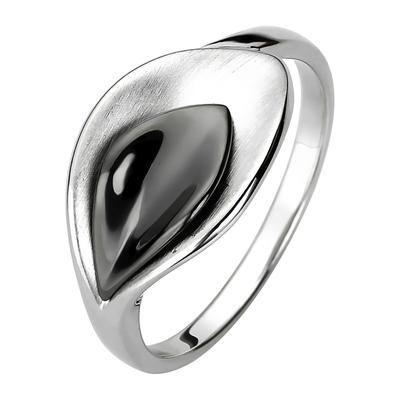 Fingerring JOBO Gr. 54, schwarz, Fingerringe, Damen, 54, Silber 925 (Sterlingsilber), Fingerring, 925 Silber schwarz teilrhodiniert