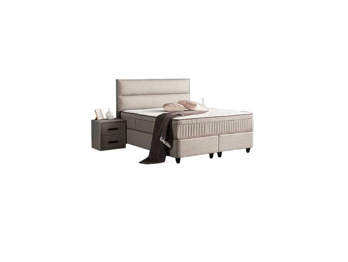 Premium Boxspringbett „Suna“ inkl. Matratze & Topper Beigegrau 180 x 200 cm BEDS SUPPLY