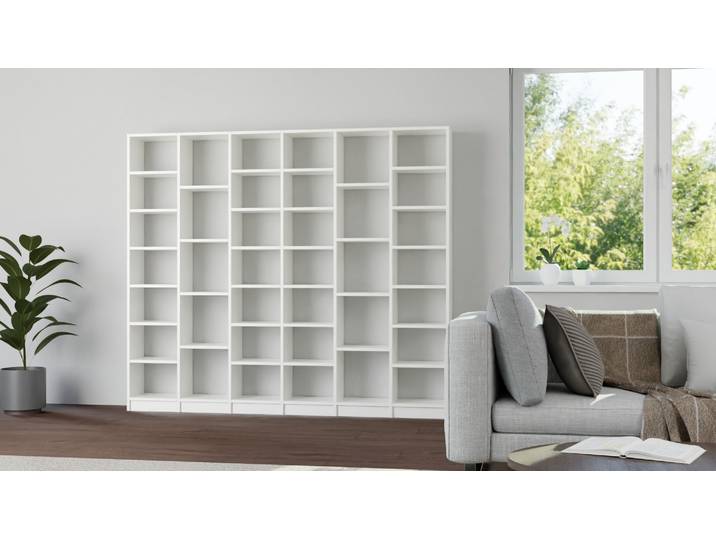 Weißes Bücherregal nach Maß Premium Dekore Alpin­weiß