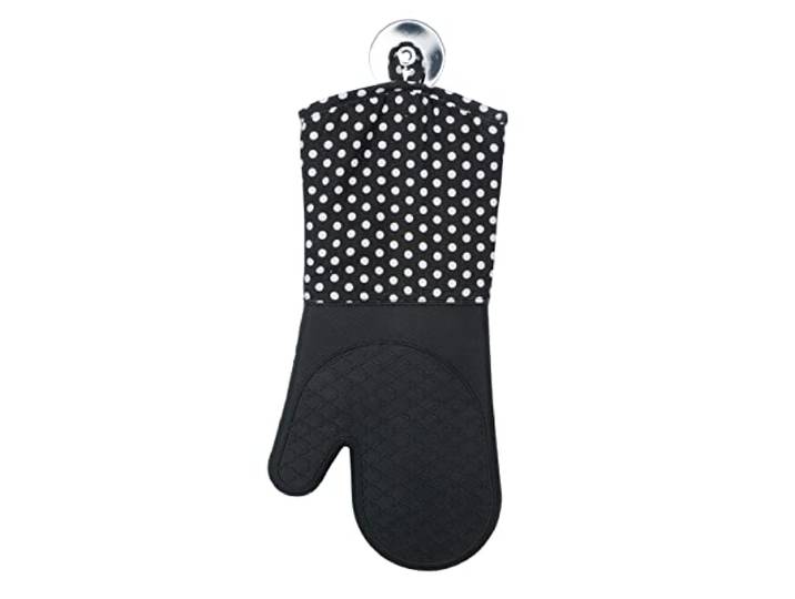 WENKO Topfhandschuhe mit Handflächen aus Silikon, 1 Paar, praktischer Küchenhelfer, auch als Grillhandschuh verwendbar, hitzebeständig, 18,5 x 37,5 cm, Schwarz