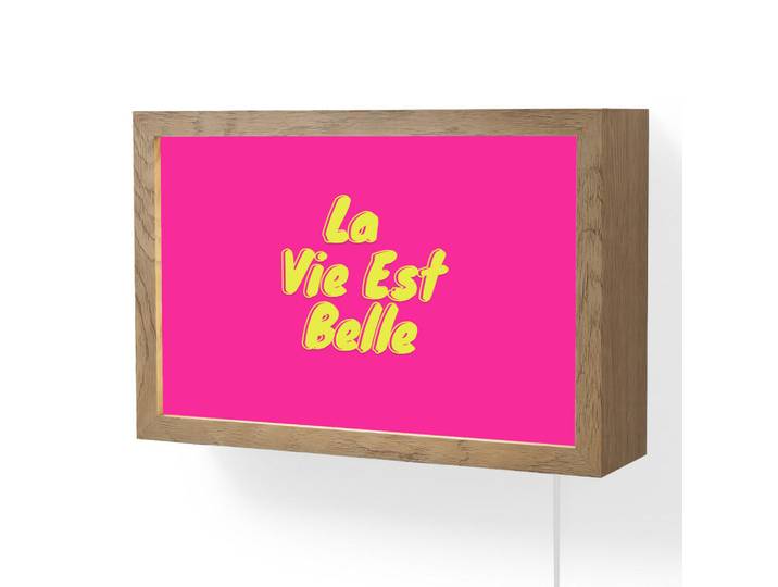 OnlyWow Wandleuchte - Zitat - Retro - Rosa - 30x20 cm, Pink, Holzwerkstoff, Rechteckig, LED integriert, 30x20x8 cm, Lampen & Leuchten, Innenbeleuchtung, Wandlampe