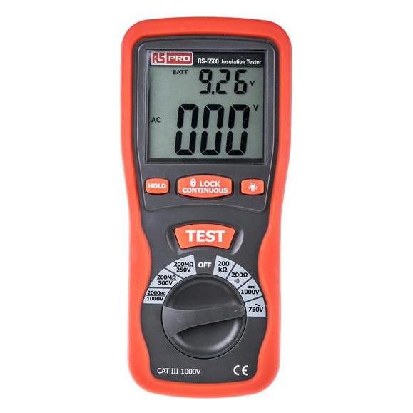 RS PRO Insulation & Continuity Tester (CAT III 1000V, Hand-Multimeter) (1231931)