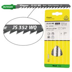 Klingspor 670549 JS 352 WQ Stichsägeblätter, 100 x 8 x 1,25 mm Nutzlänge 75Crom-Vanadium, kreuzgeschliffen, geschränkt , 6 Zähne pro Zoll, SB-verpackt im
