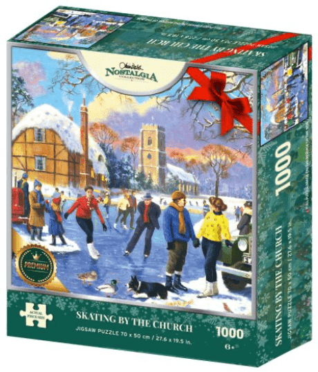 Kidicraft Christmas Nostalgia Collection - Skating By The Church 1000 Piece Jigsaw Puzzle for Adults