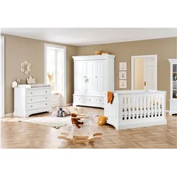 Pinolino, Komplett-Babyzimmer, Kinderzimmer Emilia 3-türig breit (Kinderkleiderschrank, Wickelkommode)