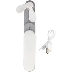 Wiederaufladbarer Handventilator mit USB-C Anschluss, klappbar, weiß