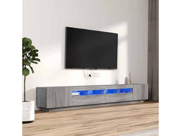 Ensemble Armoires-HIFI avec lumières LED (Lot de 3) - Meuble TV suspendu - Grande espace - Sonoma gris(3 parcel) T6424